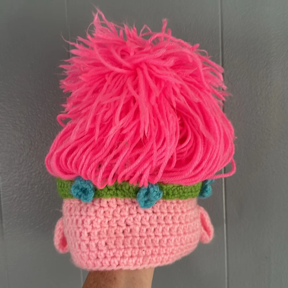 Handknit Trolls Hat Costume Pink Blue‎ Green Halloween Princess Poppy Queen